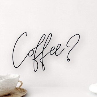 Coffee Wire words on a white wall