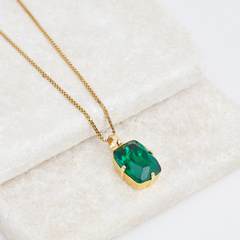 Emerald Green Pillow Pendant Necklace