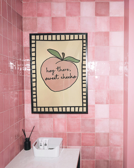 Hey There Sweet Cheeks, Peach Bathroom Print