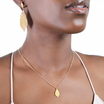 Geo leaf earings and necklace