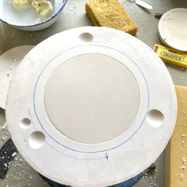 A plaster mould being made in the studio.