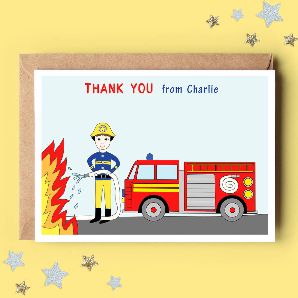 Firefighter Child Thank You Note Cards