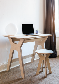 Ply-Works Tenement Birch Plywood Desk with Mhor Birch Plywood Stool 
