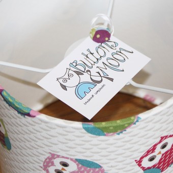 owl lampshade tag and button