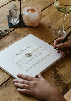 personalised hand decorated wedding guest book