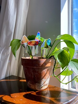 Stained Glass Mushroom Plant Stakes