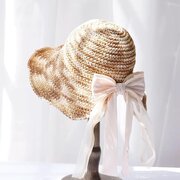 Monaco Cream Rose Ombré Ribbon Bow Straw Hat