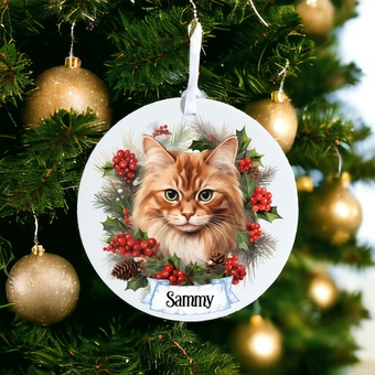 Cat Christmas wreath bauble