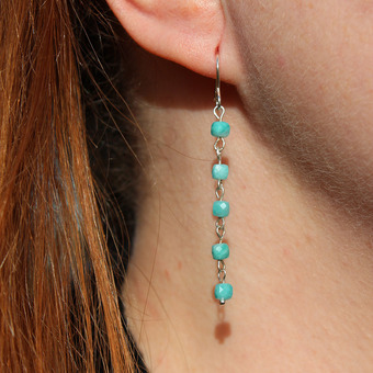 Amazonite cube dangle earrings