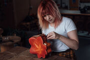 Pipa sewing a Maple Leaf pochette