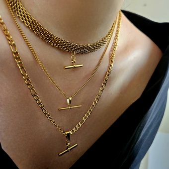 Trending T bar pendant necklaces available in a variety of chain styles 