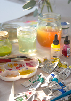 Watercolour florals are painted by hand in the studio  