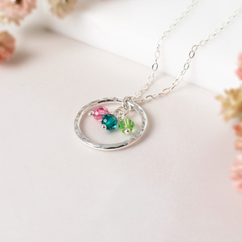 Family Birthstone Eternity Circle Necklace