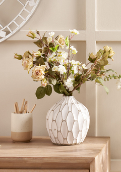 White washed textured ceramic vase for coastal homes