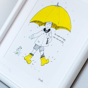 Yellow Umbrella illustration print