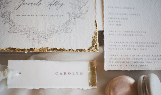 Beautiful handmade paper and gold leaf design