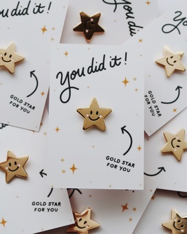 Gold Star You Did It Pin Badge