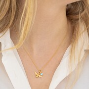 Gold Dec birthstone & bee necklace 