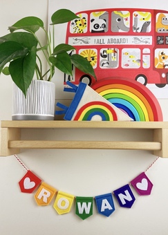 Felt Personalised Name Bunting Garland Forged in Fables rainbow bright decoration