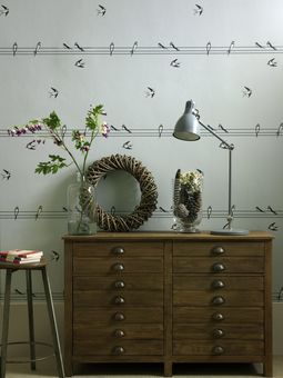 wallpaper birds on a wire contemporary home design 