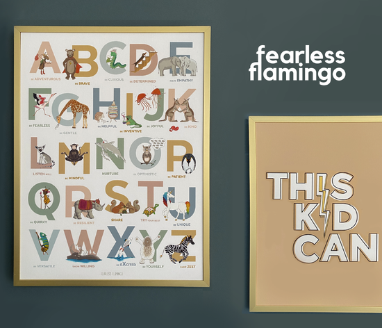 Little Pack of Positivity Flash cards & Personalised name prints by Fearless Flamingo