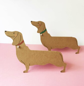 Dachshund Cards with Bell, hand-illustrated