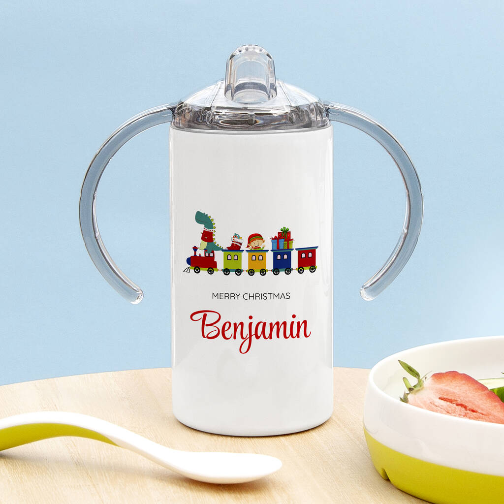 Personalised Christmas Train Kids Sippy Cup