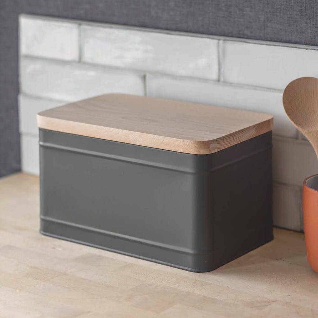 Modern Metal Bread Box with Cutting Board Lid, Bread Storage, Bread Container for Kitchen Counter, Kitchen Decor Organizer, Kitchen, Size