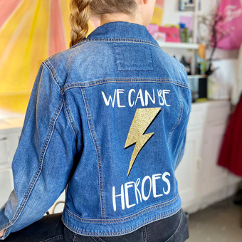 We Can be Heroes customised, vintage denim jacket