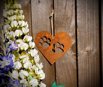 Our Double Paw Print Love Heart