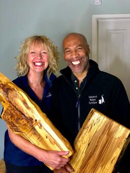 John has combined his love of wood with his 30year experience as a steel welding engineer to craft bespoke pieces of furniture. His wife Karen helps out too!