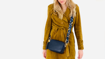  NAVY LEATHER CROSS-BODY BAG WITH NAVY LEOPARD STRAP