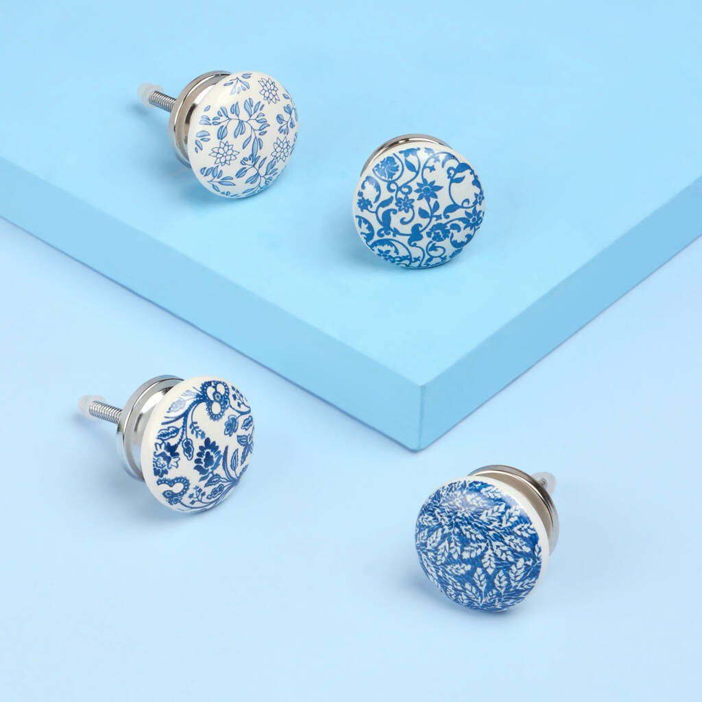 Royal Blue Ceramic Door Knobs Cupboard Door Handles
