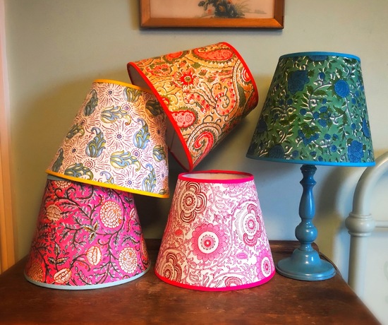 Indian block printed cotton lampshades