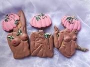 Biscuits of nude ladies with pink pumpkin heads