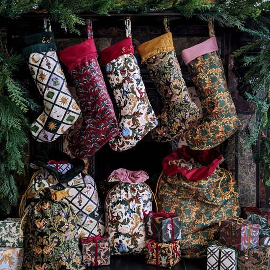Traditional velvet Christmas stockings made in the UK