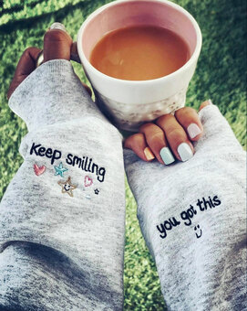 Keep Smiling you got this, embroidered sweater