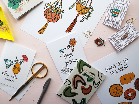 flat lay collection of Lucy Wilkins stationery 