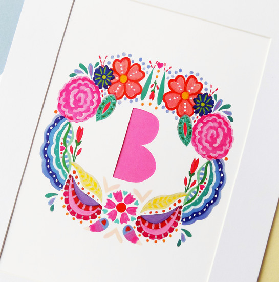 Close up of Folk Florals artwork