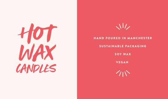Hand poured candles, sustainable packaging, soy wax, vegan.