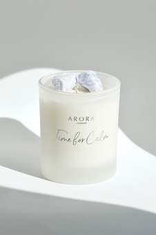 Arora London Time for Calm Blue Lace Agate Crystal Candle