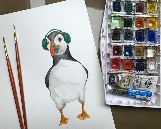 puffin painting