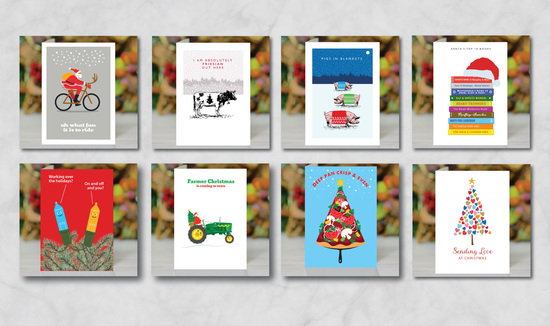 A selection of the currently available best selling Loveday Designs 2024 Christmas cards