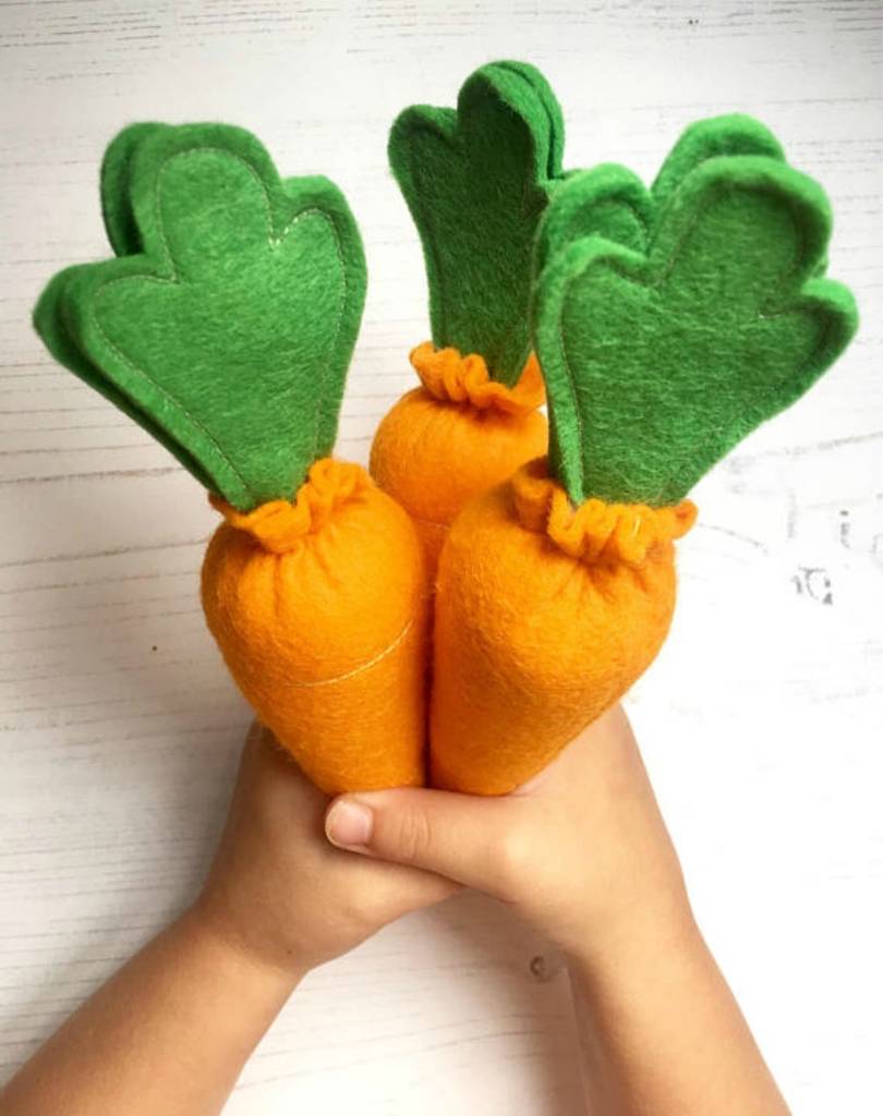 Set Of Three Pretend Play Felt Food Carrots  