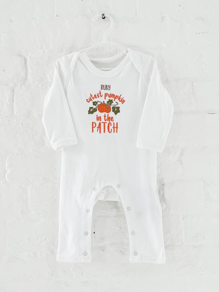 Halloween 'Pumpkin' Embroidered Personalised Babygro