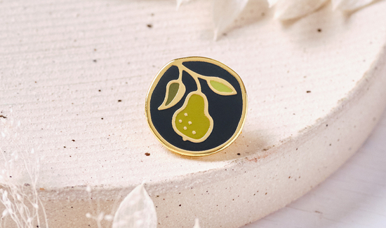 Pear Folk Art Pin Badge