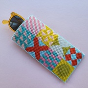 Flags needlepoint glasses case