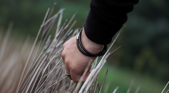 mens personalised leather black bracelet