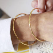 Bamboo Style 18ct Gold Vermeil Bangle