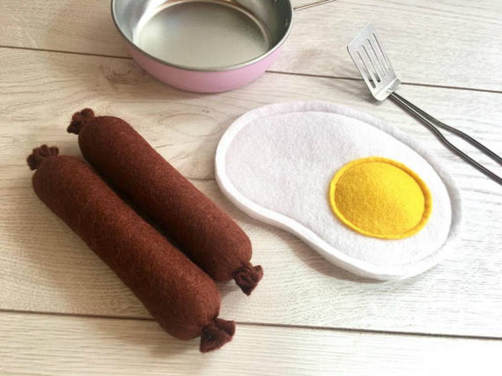 Pretend Play Felt Food Egg And Sausages  